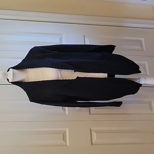 Focus black long open cardigan